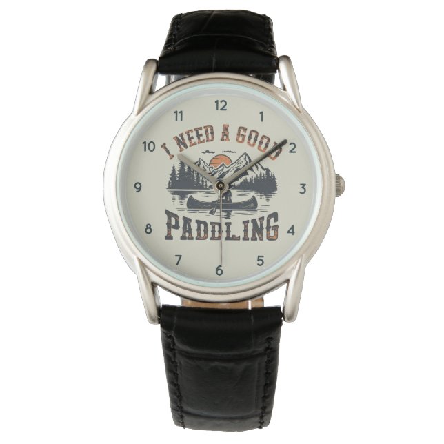 Trendy Vintage I Need A Good Paddling Kayak Armbanduhr (Vorderseite)