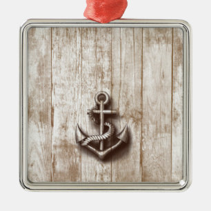 Trendy Vintager rustikaler nautischer Anker Silbernes Ornament