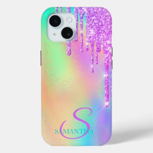 Trendy Violet Glitzer Tropfens Rainbow Holographic Case-Mate iPhone Hülle