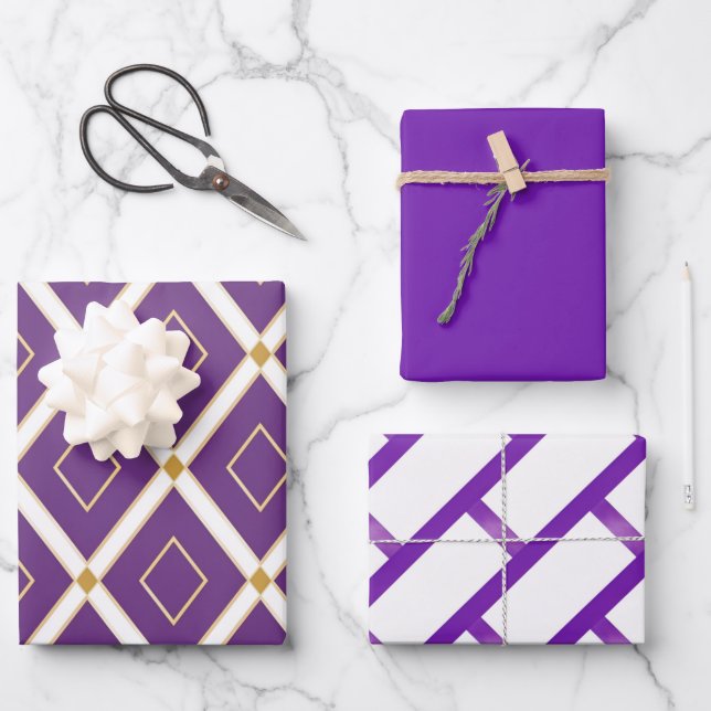 Trendy Violet Lila Dynamic Gemustert Geschenkpapier Set (Vorderseite)