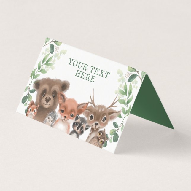 Trendy waldland Tiere Forest Greenery Platzkarte (Vorderseite)