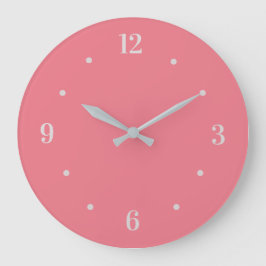 Trendy Warme Korallenrosa mit grauen Zahlen Große Wanduhr