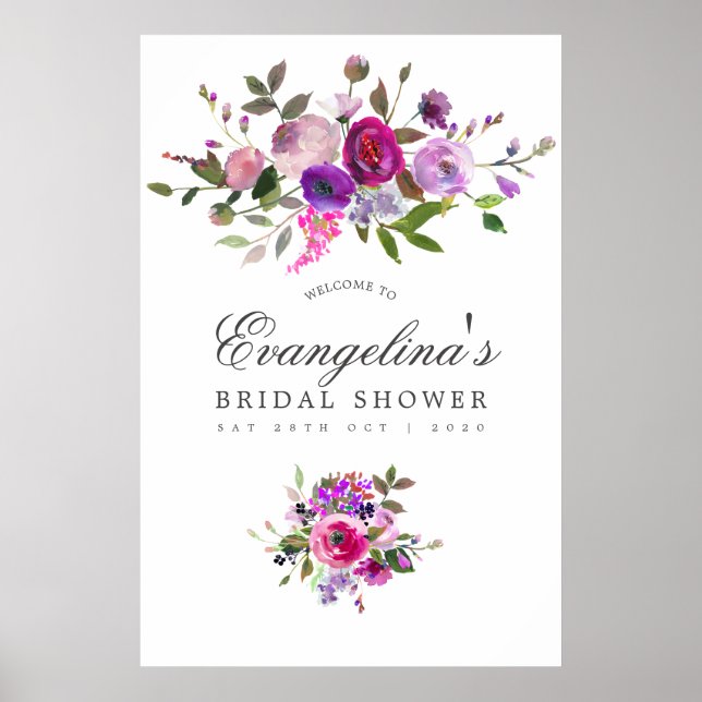 Trendy Watercolor Brautparty Herzlich willkommen Poster (Vorne)