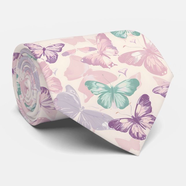 Trendy Watercolor Butterfly Krawatte (Gerollt)