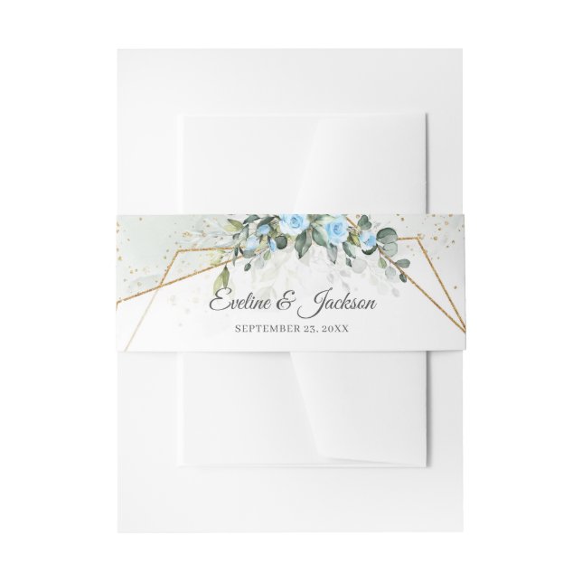 Trendy Watercolor Eisblüten Eukalyptus Gold Einladungsbanderole (Vorderseite Beispiel)