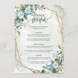 Trendy Watercolor Eisblüten Eukalyptus Gold Menükarte
