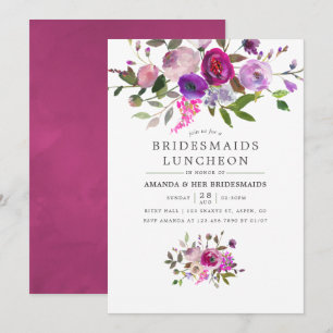 Trendy Watercolor Floral Bridesmaids Einladung