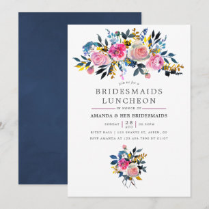 Trendy Watercolor Floral Bridesmaids Einladung