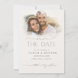 Trendy Watercolor Foto Mask Calligraphy Wedding Save The Date