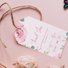 Trendy Watercolor Hübsch Blush Pink Blumenzange Geschenkanhänger