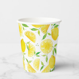 Trendy Watercolor Lemons Muster Pappbecher