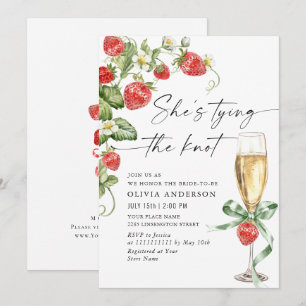 Trendy Watercolor Meadow Strawberry Brautparty Einladung