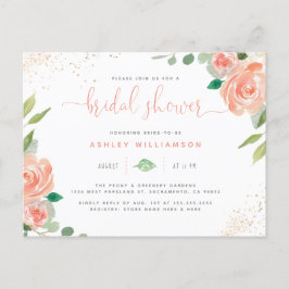 Trendy Watercolor Peonies Eukalyptus Brautparty Einladungspostkarte