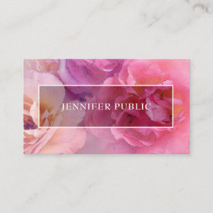 Trendy Watercolor-Rosen-elegante moderne Schablone Visitenkarte
