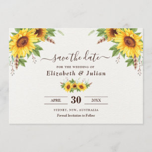 Trendy Watercolor Sonnenblumen Sommer Save the Dat Einladung