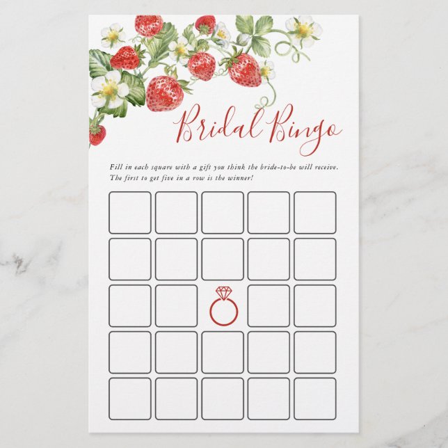 Trendy Watercolor Strawberry Brautparty Game (Vorderseite)