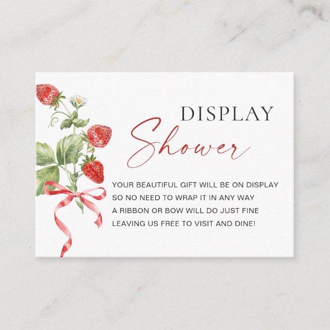 Trendy Watercolor Strawberry Bridal Display Dusche Begleitkarte (Vorderseite)