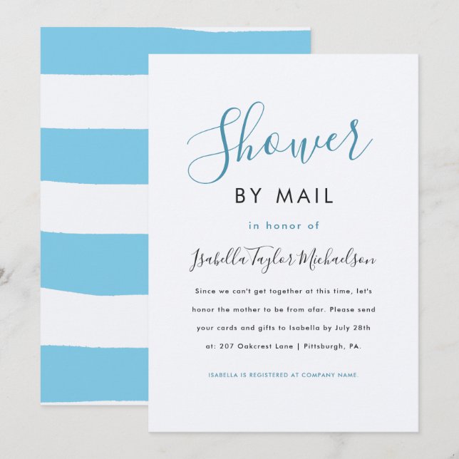 Trendy Watercolor Streifen Dusche nach Mail Einladung (Vorne/Hinten)