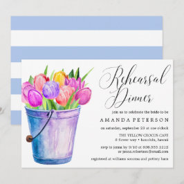 Trendy Watercolor Tulips Rustikale Probe Dinner Einladung