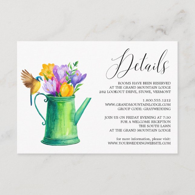 Trendy Watering kann Blume die Details Karte Hochz (Vorderseite)