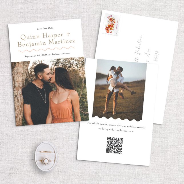 Trendy Wave Foto Save the Date Karte (Von Creator hochgeladen)