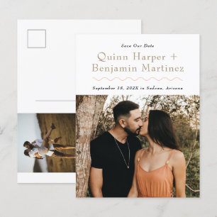 Trendy Wave Foto Save the Date Postcard Ankündigungspostkarte