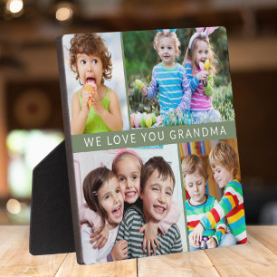 Trendy We Liebe You Oma 4 Foto Collage Green Fotoplatte