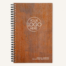 Trendy Weathered Rusted Steel Modern Logo Notizbuch