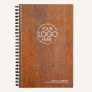 Trendy Weathered Rusted Steel Modern Logo Notizbuch