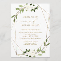 Trendy Wedding Invite Geometric Greenery Imitate F
