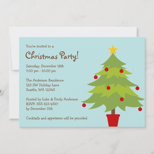 Trendy Weihnachtsbaum Weihnachten Party Einladunge Einladung (Vorderseite)