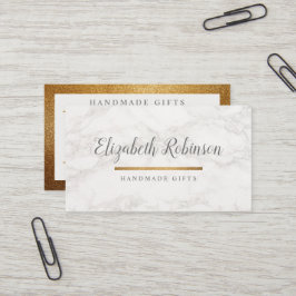 Trendy weiße Marmor-u. GoldGlitzer-handgemachte Visitenkarte