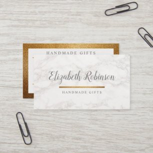 Trendy weiße Marmor-u. GoldGlitzer-handgemachte Visitenkarte