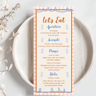 Trendy Whimsical Hand Drawn Blue Orange Menükarte