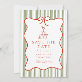Trendy Whimsical Hand Drawn Bow Photo Save The Date
