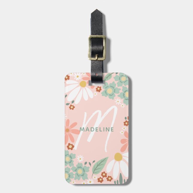 Trendy Whimsical Retro Summer Daisy Gepäckanhänger (Vorderseite vertikal)