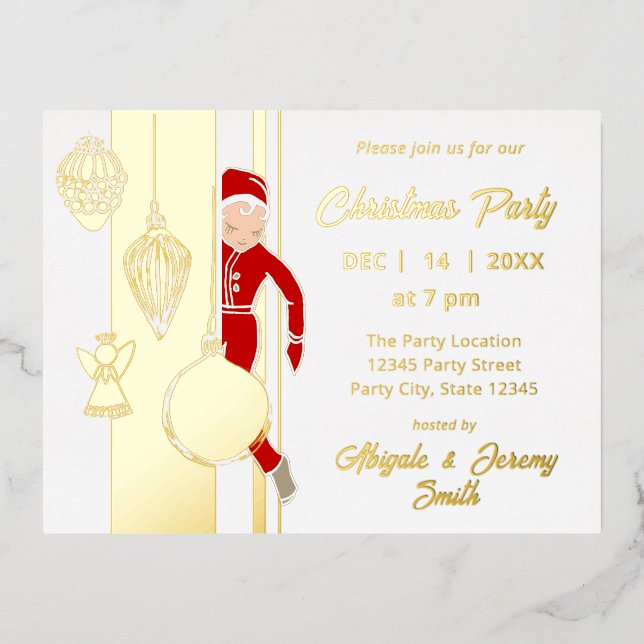 Trendy Whimsical Weihnachtsschmuck Party Folie Einladungspostkarte (Vorderseite)