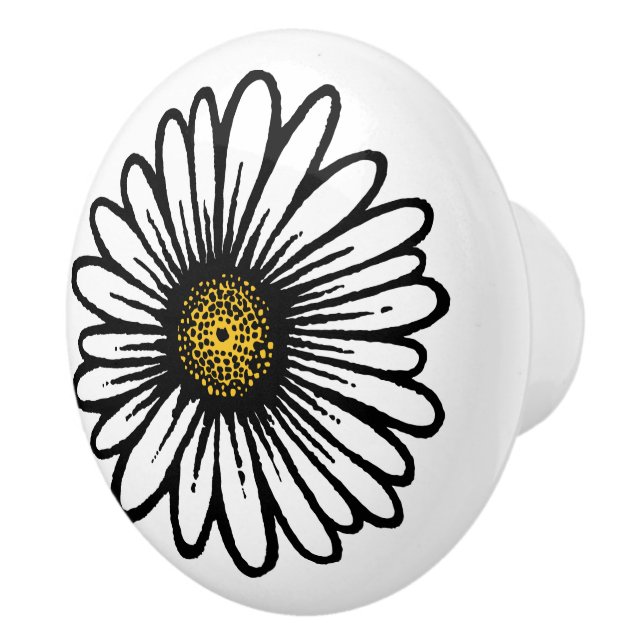 Trendy White Daisy Blume - Hippie Floral Fashion Keramikknauf (Rechts)