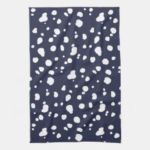 Trendy White Dalmatiner Spots & Navy Geschirrtuch