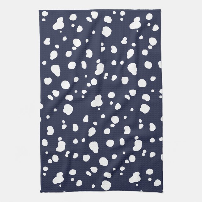 Trendy White Dalmatiner Spots & Navy Geschirrtuch (Vertikal)