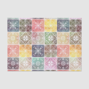 Trendy White Geometric Ornament Farbenfrohe Tile A Seidenpapier