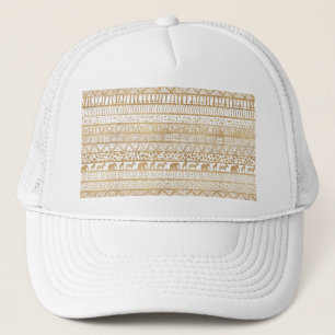 Trendy White & Gold Tribal African Pattern Truckerkappe