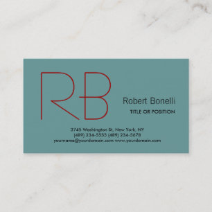 Trendy White Gray Monogram Business Card Visitenkarte