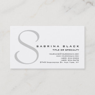 Trendy White Gray Monogram Business Card Visitenkarte