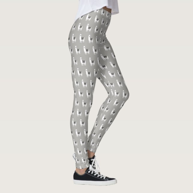 Trendy White Llama Sketch Leggings (Rechts)