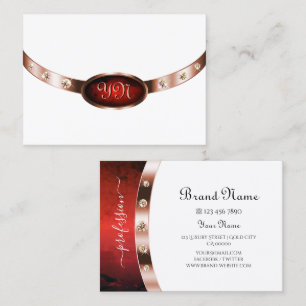 Trendy White Marble Rose Gold Monogram Jewels Visitenkarte