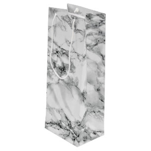 Trendy White Marmor Stone - Geschenktüte Für Weinflaschen