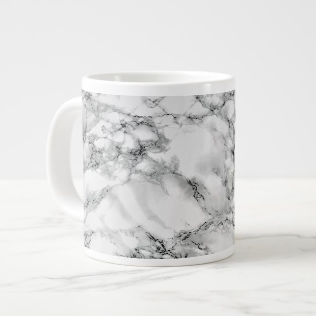 Trendy White Marmor Stone - Jumbo-Tasse (Vorderseite Links)