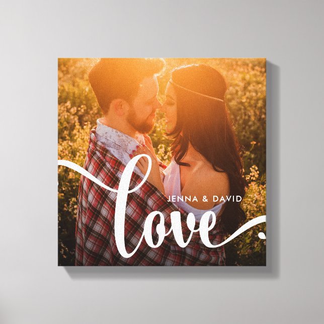 Trendy White Overlay | Liebe mit Foto Leinwanddruck (Vorderseite)