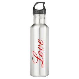 Trendy White Red Liebe Wedwriting Handwriting Name Edelstahlflasche